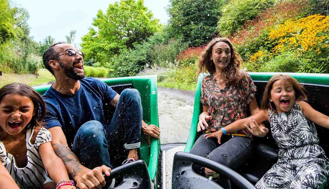 Family in attraction at Walibi Holland Family in attraction at Walibi Holland