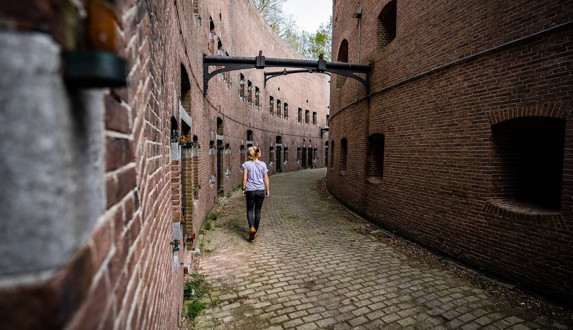 Lady looking at Hollandse Waterlinie Fort Everdingen Lady looking at Hollandse Waterlinie Fort Everdingen