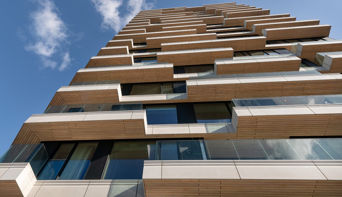Wooden balconies of the HAUT building Wooden balconies of the HAUT building