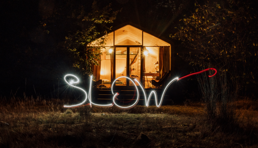 The word Slow written in front of Cabiner The word Slow written in front of Cabiner